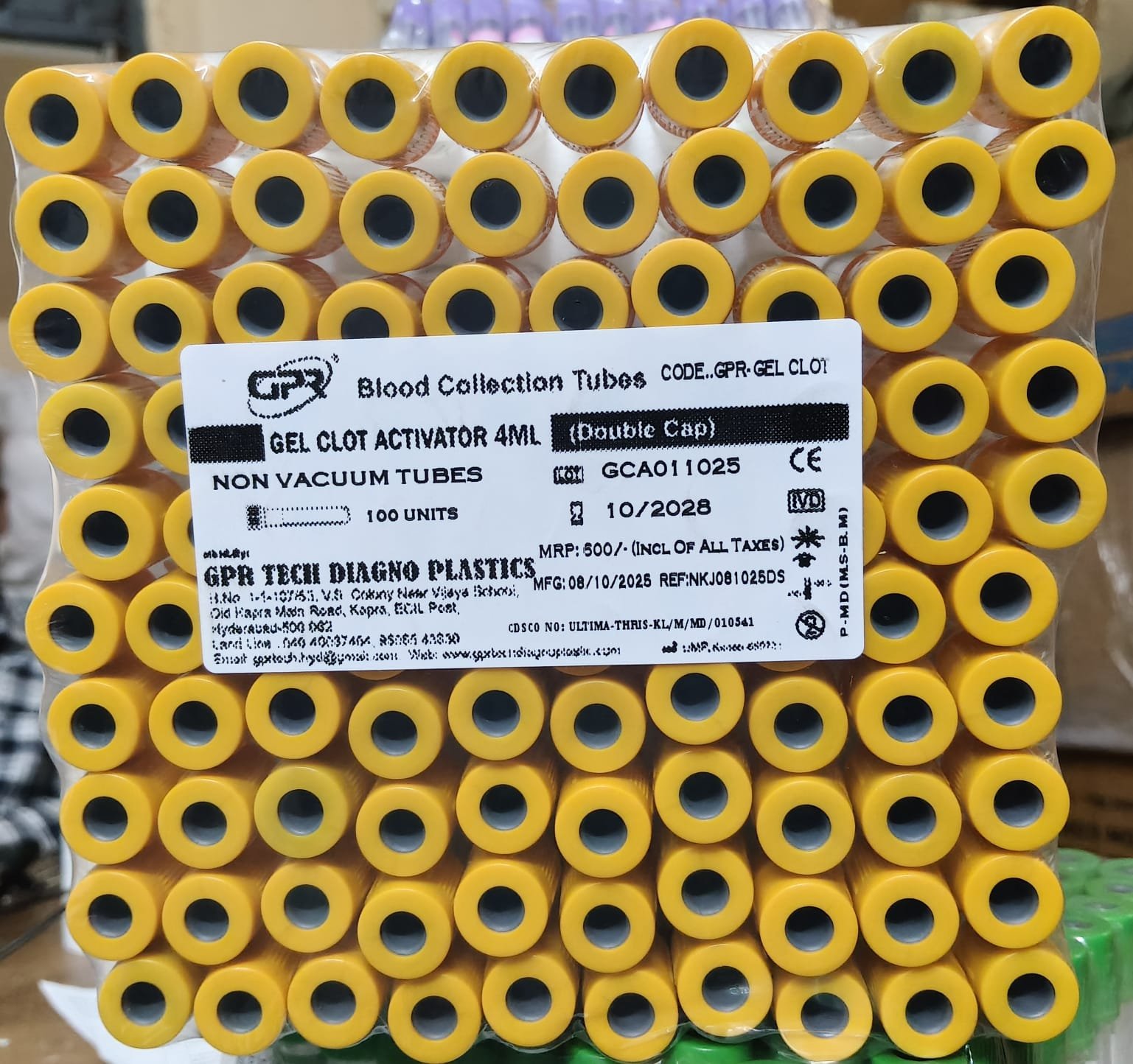 K3 EDTA Non vaccum Blood Collection Tubes - 2ml pack of 100